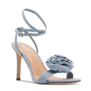 59$ Madden Girl Blooming Rosette Stiletto Dress Sandals Size 7.5  Denim Blue